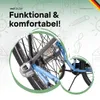 Close-up view of a bicycle's rear wheel and frame, with hand-drawn illustrations and text overlay. Voir les images du produit