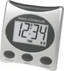 A silver digital alarm clock with a black display and buttons. Anteprima dell’immagine prodotto