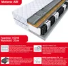 A cross-section diagram of a mattress showing its different layers, accompanied by text descriptions of its features. Náhled obrázku produktu