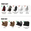 A collage of different car seat covers for front and rear seats, illustrating compatibility and types. Produktbild-Vorschau