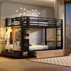 Etagenbett mit Eisenrahmen, LED-Beleuchtung, Kleiderstange, Produktbild-Vorschau 6