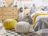 BELIANI Puf żółty bawełniany okrągły dziergany 50 x 35 cm Podgląd zdjęcia produktu 2