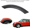 A black car fender trim piece is shown above a red car with a close-up inset of the fender area. Podgląd zdjęcia produktu