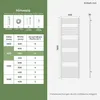 A size chart and diagram for a white towel radiator. Produktbild-Vorschau