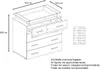 A technical drawing of a dresser with dimensions and labels. Produktbild-Vorschau