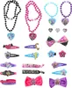 A collection of Monster High themed accessories, including necklaces, hair clips, hair ties, and bows, laid out against a white background. Produktbild-Vorschau