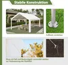 Collage of images showing a white party tent, its base, and how to secure it with ropes and stakes. Produktbild-Vorschau