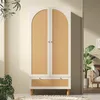 Weißer Landhausstil Kleiderschrank mit 2 Türen & Rattan, Produktbild-Vorschau 11