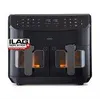 A black dual-zone air fryer is shown from the front against a white background. Produktbild-Vorschau