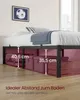 A bed frame with storage boxes underneath, showing dimensions. Produktbild-Vorschau