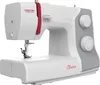A white and gray sewing machine with red accents, shown from a front-side angle against a white background. Produktbild-Vorschau