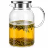 Glaskaraffe 1,5L mit Edelstahl Filter und Relief Wasserkrug Produktbild-Vorschau 1
