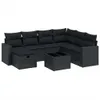vidaXL 8-tlg. Garten-Sofagarnitur mit Kissen Schwarz Poly Produktbild-Vorschau 1