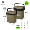 Two PEME cooler boxes of different sizes are shown with dimensions and capacity indicated. A table at the bottom shows capacities and corresponding numbers of items that can fit. Anteprima dell’immagine prodotto