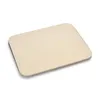 A beige pizza stone with a black edge on a white background. Produktbild-Vorschau