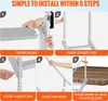 A collage of five images showing the steps to install a ladder. Produktbild-Vorschau