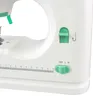 Close-up view of a white sewing machine with green accents and controls. Produktbild-Vorschau