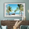 Leinwand Bilder 120x80 cm - Fensterblick - Palme - Boot - Produktbild-Vorschau 4