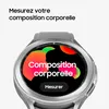 A close-up of a smartwatch displaying a body composition measurement screen. Podgląd zdjęcia produktu