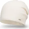 A close-up studio shot of a white beanie. Produktbild-Vorschau
