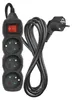 Prodlužovací kabel 3 m / 3 zásuvky / s vypínačem / černý / PVC / 1 mm2 Náhľad obrázku produktu