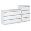 A white, modern dresser set with multiple drawers against a white background. Produktbild-Vorschau