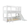 A white wooden bunk bed with a slide and ladder, shown against a white background. Anteprima dell’immagine prodotto