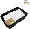 A vacuum cleaner dust bag inside a black plastic tray. Produktbild-Vorschau