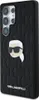 A black phone case with a Karl Lagerfeld monogram pattern and a Karl Head pin logo. Produktbild-Vorschau