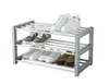 A three-tier shoe rack filled with various shoes, presented against a white background. Produktbild-Vorschau