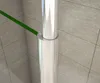 A close-up view of a shower enclosure's metal pole and a green glass strip, set against a tiled wall. Produktbild-Vorschau