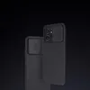 Two black phone cases with camera protection covers are displayed against a black background. Náhled obrázku produktu