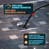 A close-up of a drain with a cleaning hose inserted, with marketing text overlays. Produktbild-Vorschau