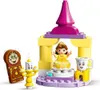 A LEGO DUPLO set depicting a scene from Disney's Beauty and the Beast, featuring Belle, Lumiere, Cogsworth, and Mrs. Potts. Podgląd zdjęcia produktu