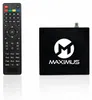 A black remote control and a black set-top box are shown side-by-side on a white background. Produktbild-Vorschau
