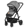 A studio shot of a gray and black baby stroller against a white background. Produktbild-Vorschau