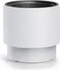 A white cylindrical planter with a black insert is shown against a white background. Produktbild-Vorschau