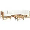 7-tlg. Garten-Lounge-Set mit Cremeweißen Kissen Bambus Produktbild-Vorschau 3