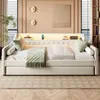 Beige Leinen Daybett mit LED-Beleuchtung und hydraulischem Produktbild-Vorschau 6