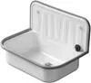 A white sink basin with a gray rim, mounted on a white background. Produktbild-Vorschau