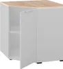 A white cabinet with a wooden top and one open door, revealing a shelf inside. Anteprima dell’immagine prodotto