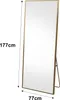 A full-length mirror with a gold metal frame, shown against a white background with dimensions indicated. Anteprima dell’immagine prodotto