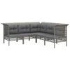 vidaXL 6 tlg. Garten Lounge Set mit Kissen Grau Poly Rattan Produktbild-Vorschau 5