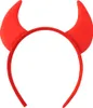 A pair of red devil horns attached to a headband, photographed against a white background. Anteprima dell’immagine prodotto