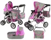 Leantoys Puppenwagen 2 in 1 Tragetasche rosa Sterne Produktbild-Vorschau 1