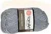 A ball of gray yarn with a label. Produktbild-Vorschau