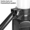 Close-up of a black tripod leg with a tightening knob and a white cylinder above it. Produktbild-Vorschau
