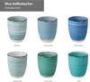 6er Kaffeebecher Set Blue 300ml ohne Henkel Trinkbecher Tee Produktbild-Vorschau 3