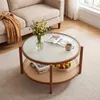 COSTWAY Couchtisch Rund 2-Ebenen, Wohnzimmertisch Holz Produktbild-Vorschau 2