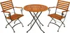 A three-piece bistro set consisting of a round table and two chairs, all made of wood and metal. Produktbild-Vorschau